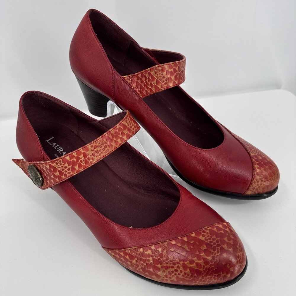 Laura Vita Paris Mary Jane‎ Red Pumps Size 39 Classic Comfort Retro